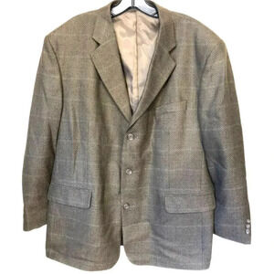 100% Wool Stafford Men Gray Strip Suit Blazer Jacket Size 44S Pocket